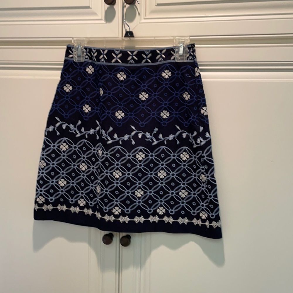 Loft blue and white skirt
